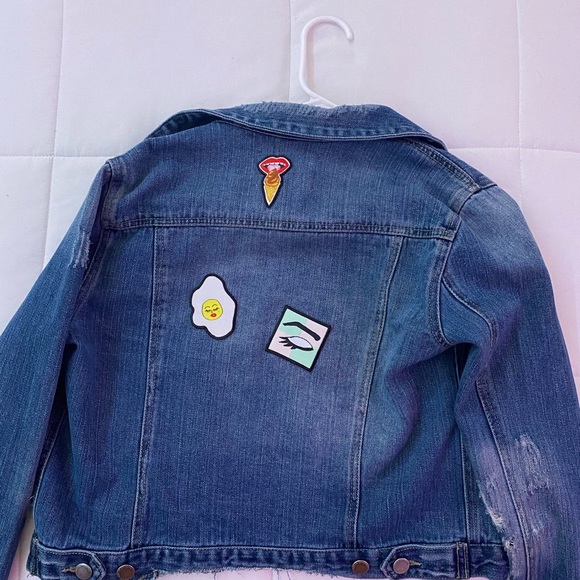 Distressed Denim Jacket with patches - Picture 2 of 2